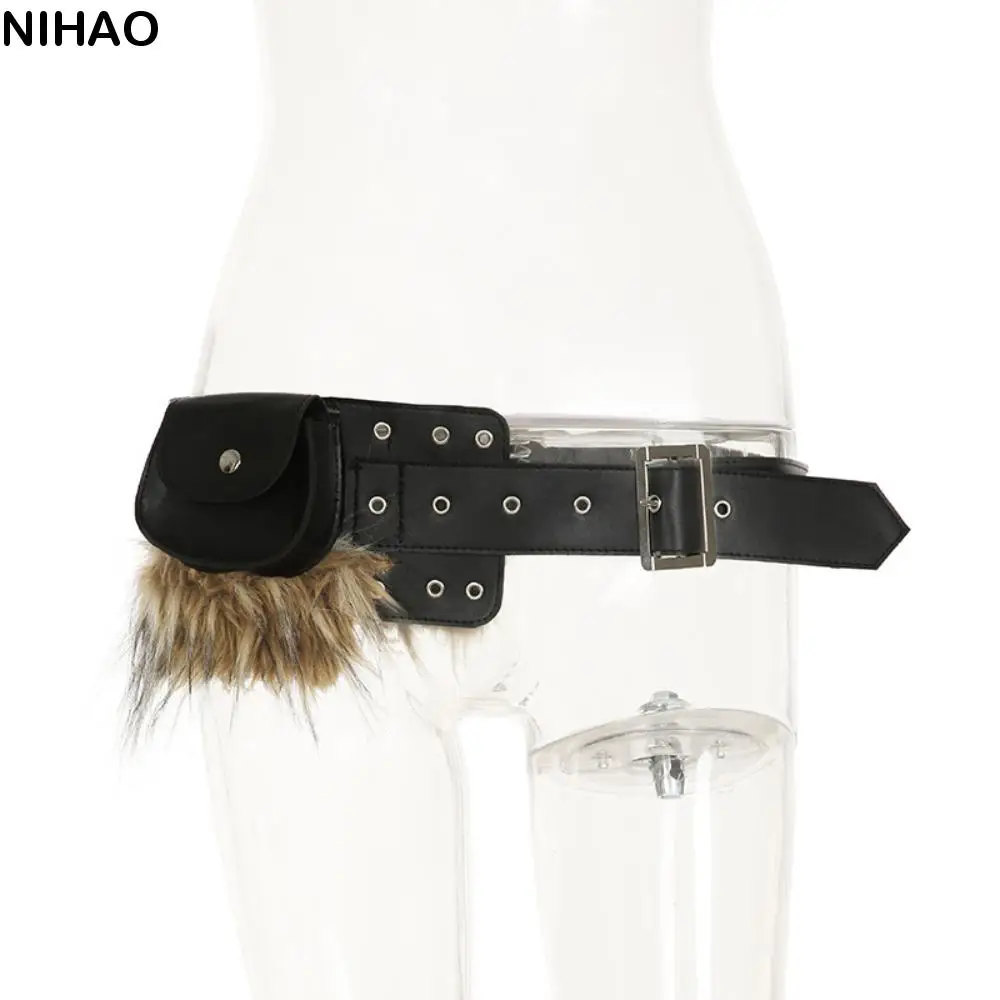 

Fashion Alloy Hip-hop Belt Jeans Decor Vintage Fur Tassels Waistband Exaggerated Strap Buckle PU Waist Bag Waist Accessories