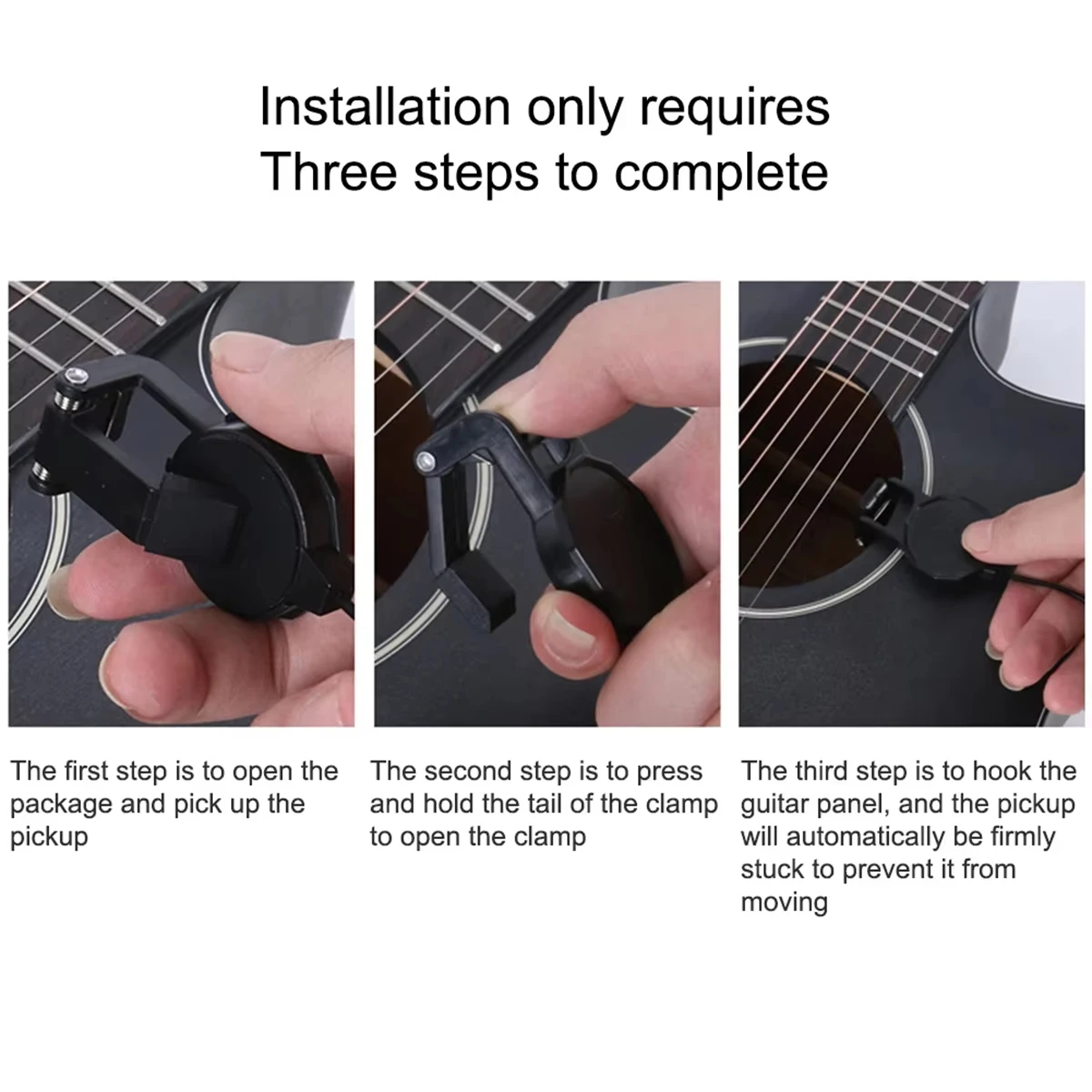 Pickup con clip jack audio/trasduttore pickup audio da 2,5 M/compatibilità chitarra acustica\violino\banjo\strumenti ukulele