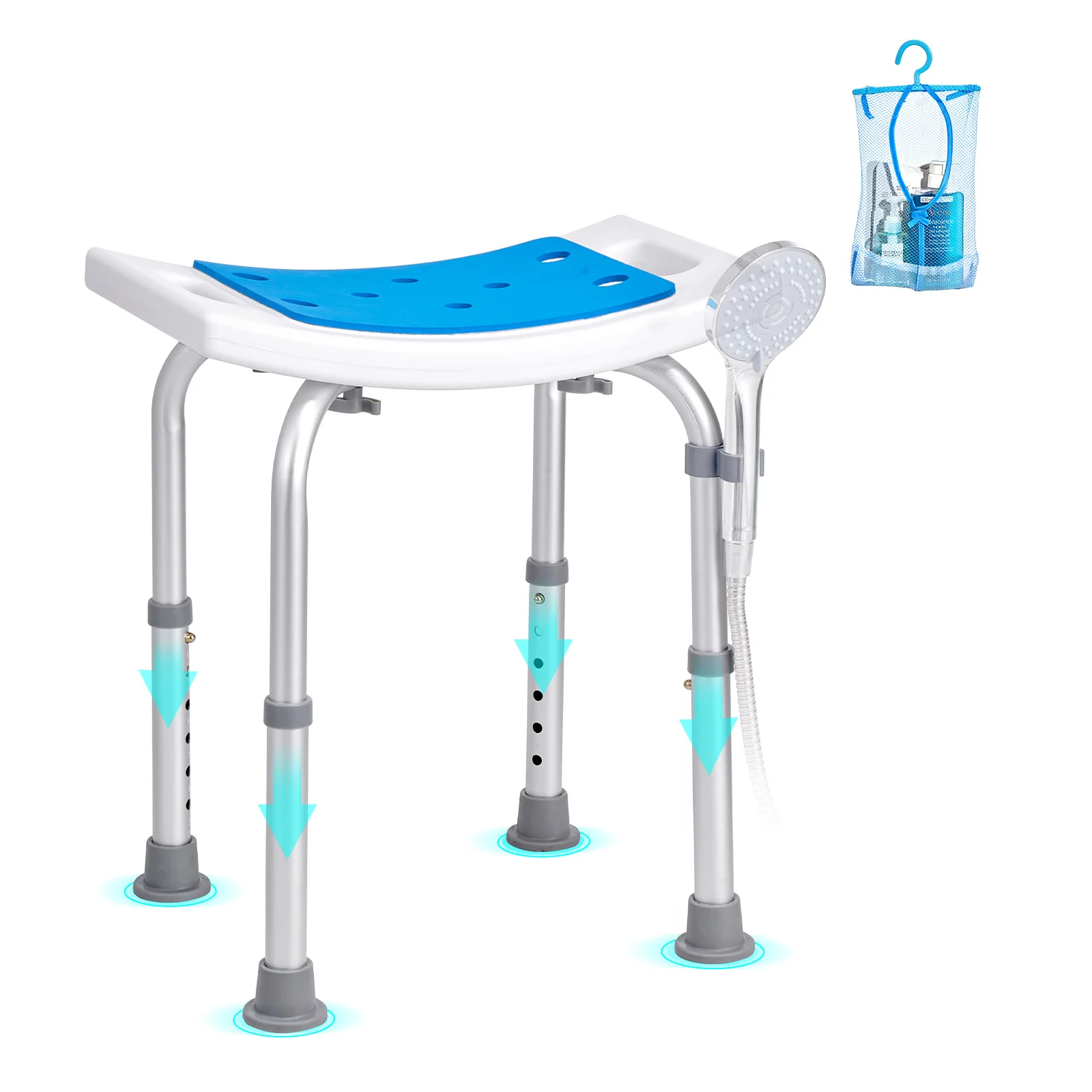 Height-Adjustable Shower Chair/Stool, Non-Slip Bath Seat for Showers or Bathtubs, Designed for Seniors and Individuals.