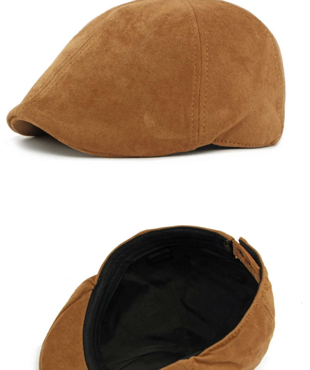HT5028 Berets für Männer Frauen Künstler Maler Achteckige Baskenmütze Hut Einstellbare Ivy Flache Kappe Männlich Weiblich Herbst Winter Wildleder Baskenmütze Kappe – Detail 14