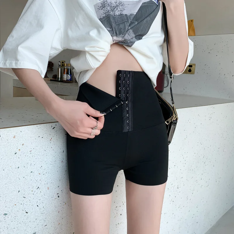 2024 New Summer Pants Breasted Slimming Barbie Hip Flying Shark Pants Yoga Belly Cinched Waist Leggings Thin Women Wear