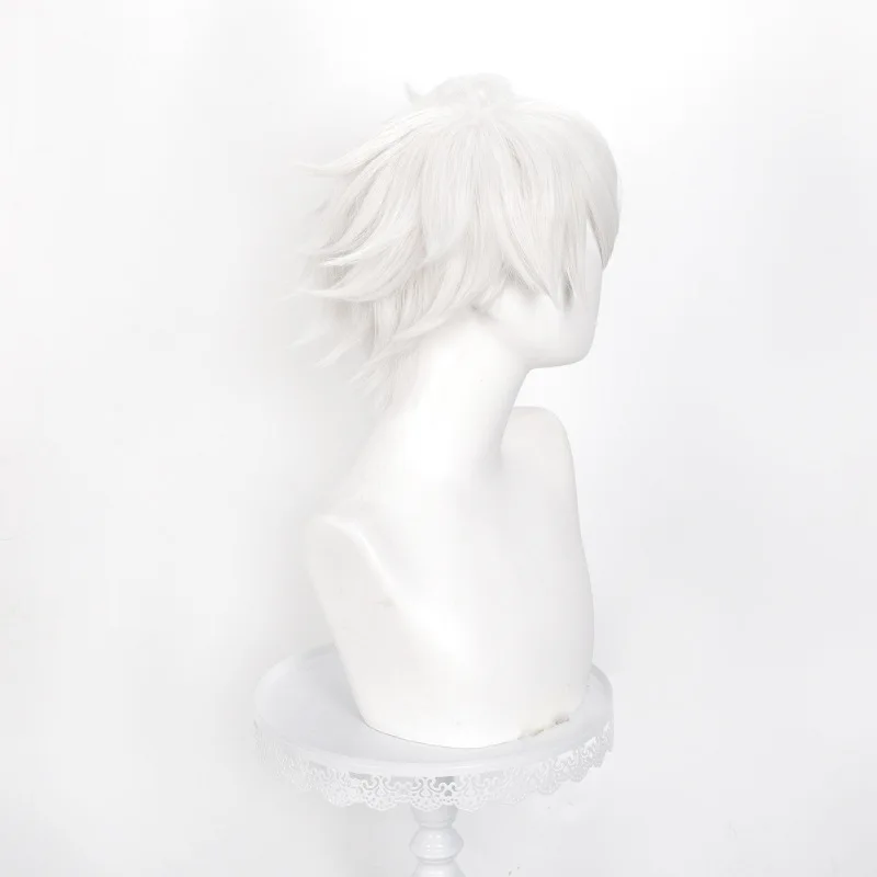Anime Witch Hat Atelier Wizard Qifrey Cosplay Wig Silver White Short Hair For Men Women Halloween Party Carnival Role Play Props view 4