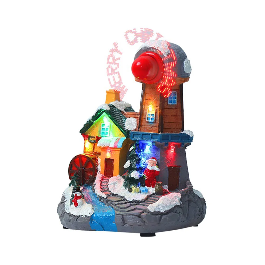 

Music House Decoration Christmas Gifts Luminous Xmas Small Desktop LED Ornament Adornment Resin Home