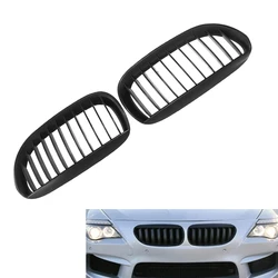 2PCS Front Bumper Kidney Grill Grille Gloss Black Racing Grills For BMW E63 E64 650i M6 2004 2005 2006 2007 2008 2009 2010