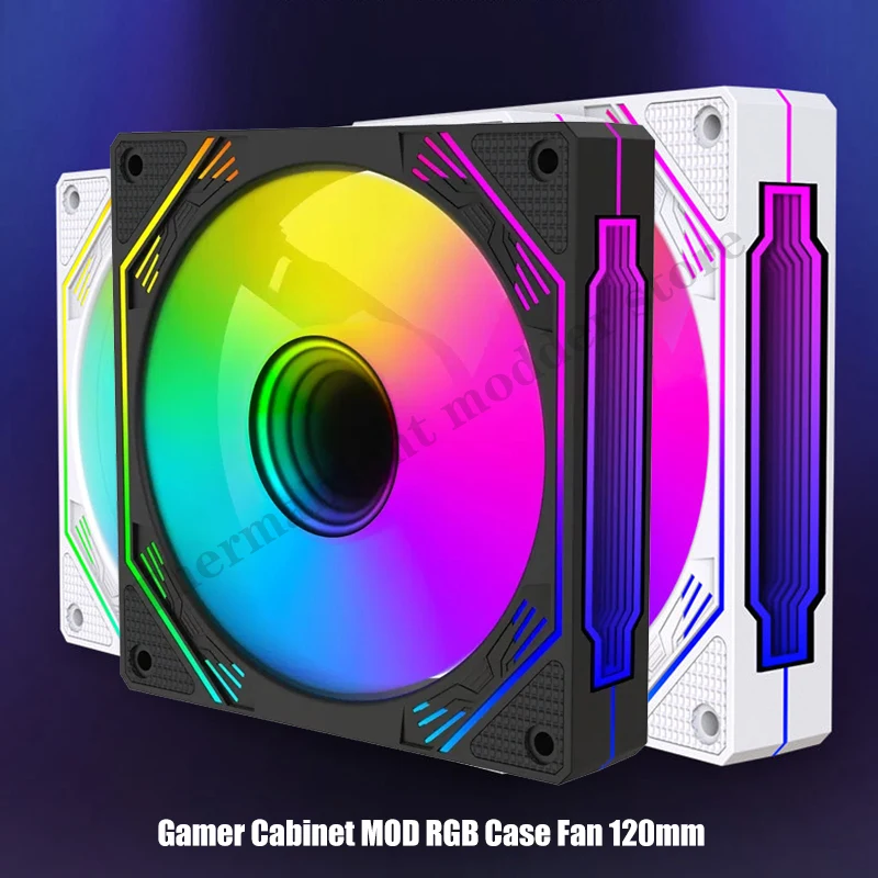 PC Cabinet 120mm Watercooler Replacement Cooler,Computer Case Fan 12cm 3D Side Mirror Design, Forward /ReverseBlowing,