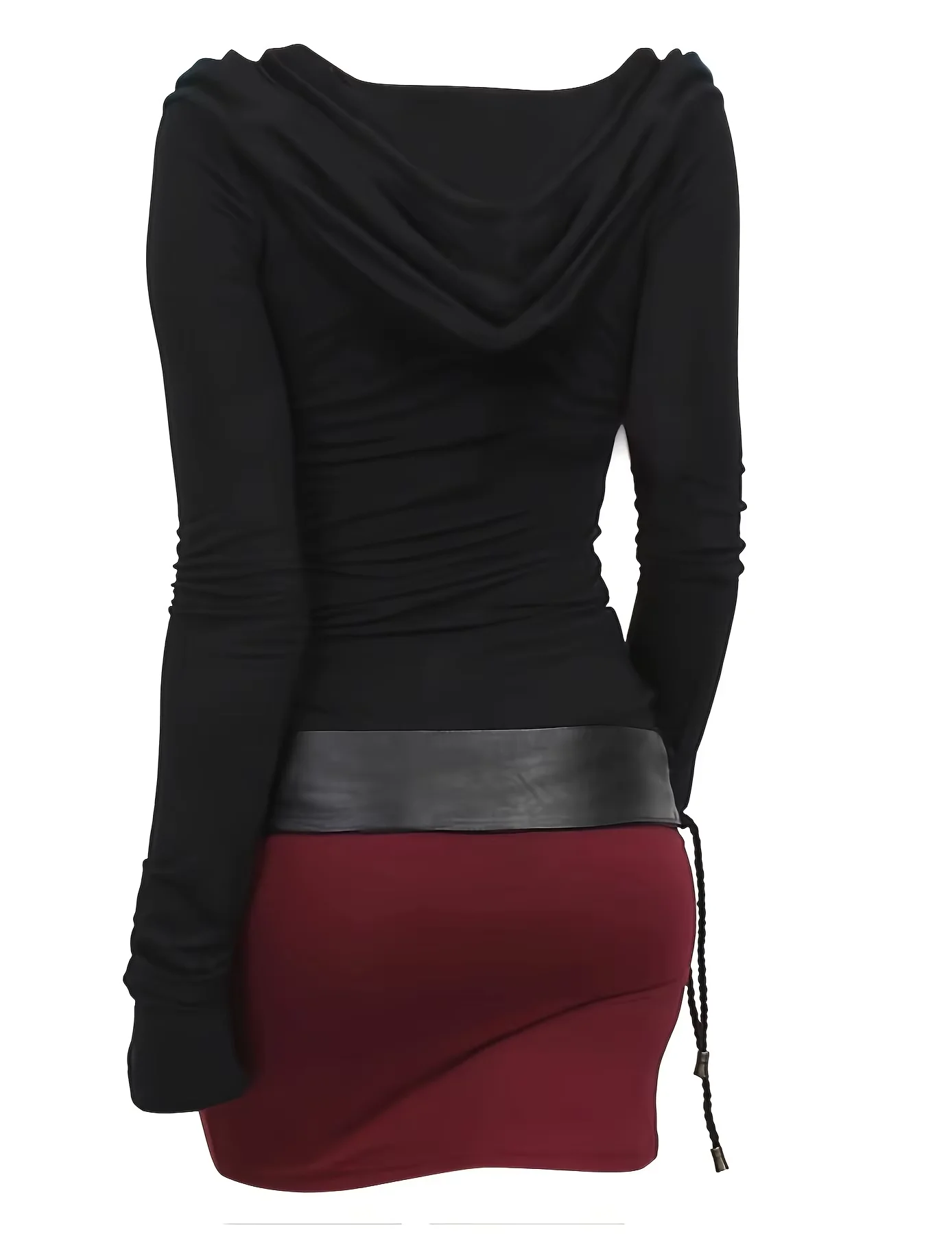 European and American Temperament Commuting Big Hat Brim Middle Waist Long Skirt Color Matching Pullover Dress Female