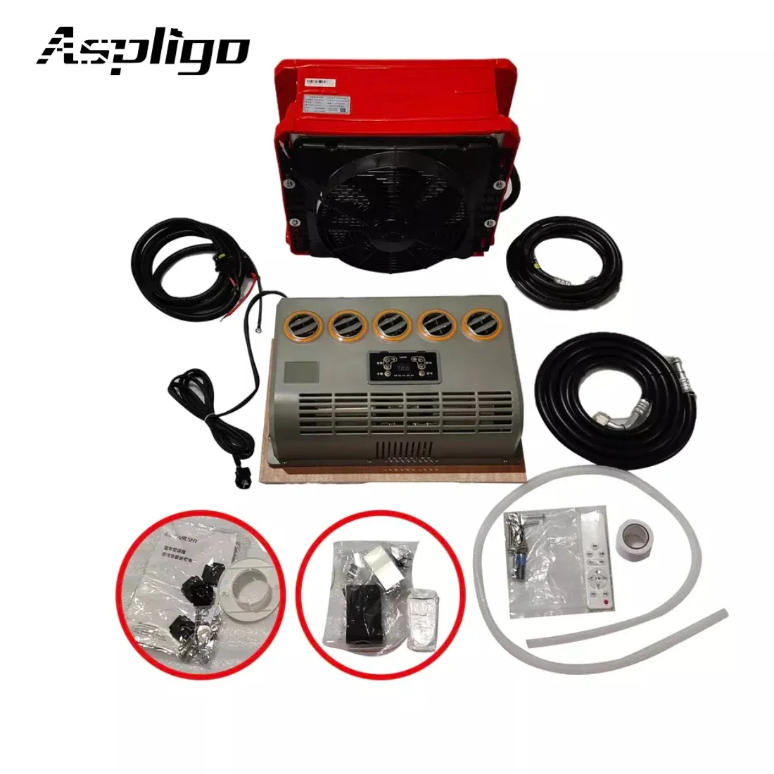 Aspligo Ac 24V Electric Truck Split Air Conditioner Parking Cool Air Conditioning For Car Automobile Excavator Tractor Trailer