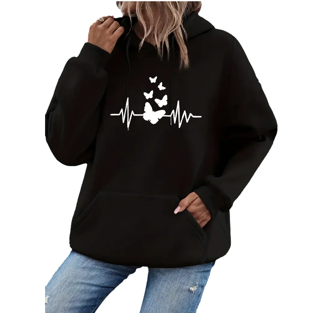 سويت شيرت نسائي بقلنسوة للخريف والشتاء، دافئ ومقاوم للرياح، مريح بأكمام طويلة، سويت شيرت بقلنسوة للركض