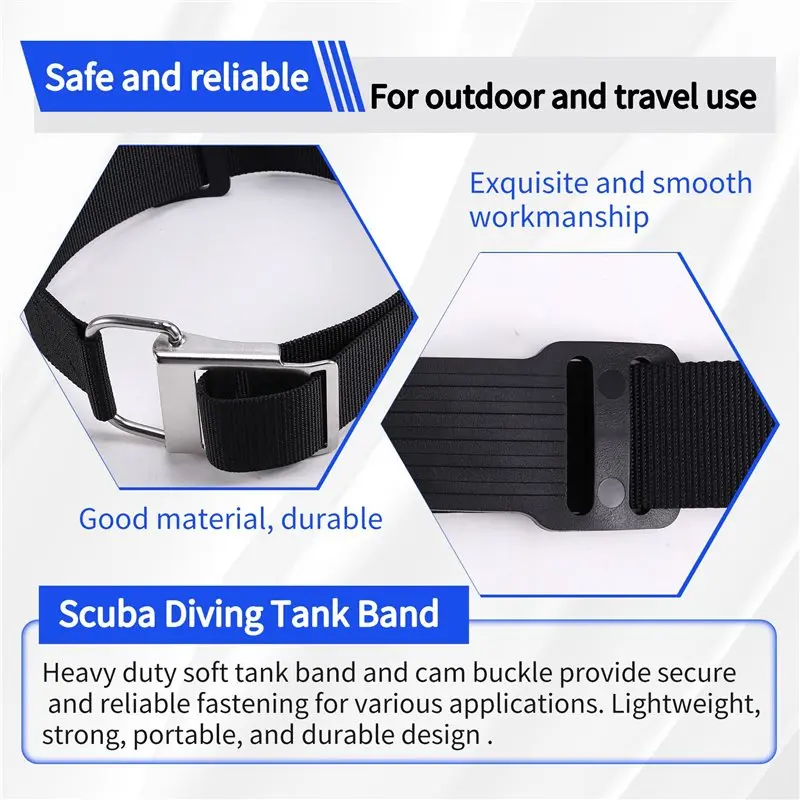 Scuba Diving Tank Band Belt Set(2Pcs) With Stainless Steel Cam Lock Buckles Cylinder Tank Strap Mounting Bracket Multi-Purpose