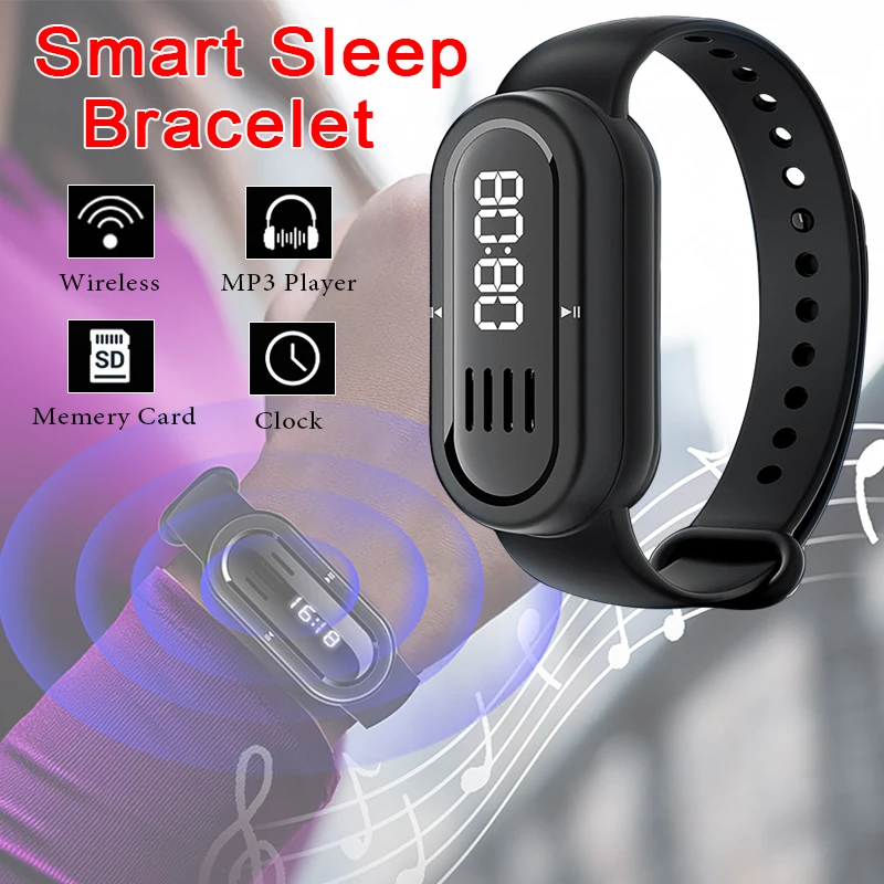 

Смарт-браслет, светодиодные цифровые часы, 10-дневный срок службы батареи, умный Bluetooth-аудио с функцией сна, белый шум, интеллектуальный браслет для спорта