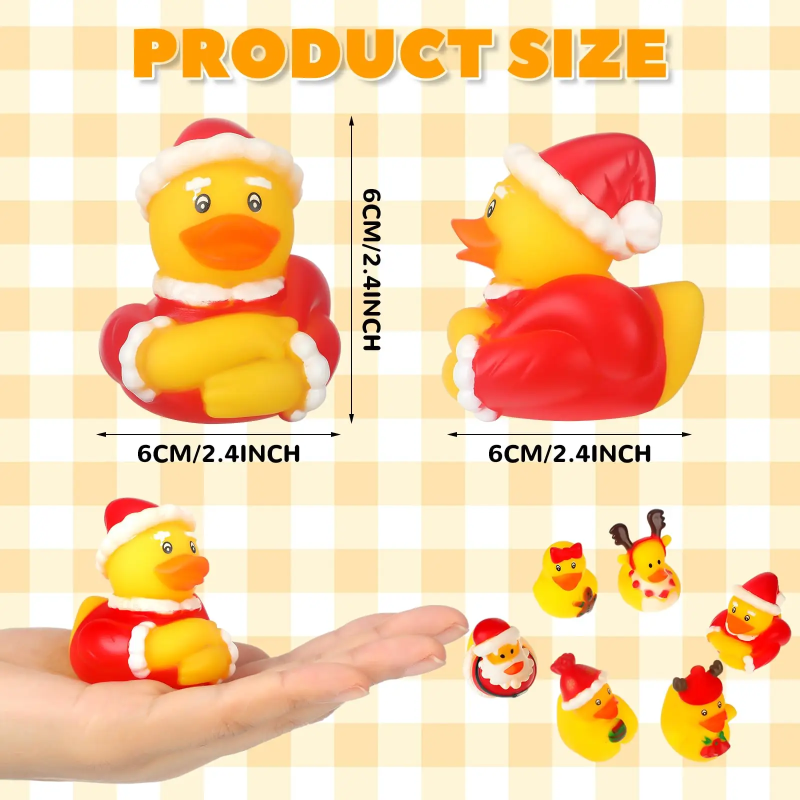 Mini Rubber Duck Toys para o Natal, Decorações do partido do Xmas, piscina, 36 pcs, 72 pcs