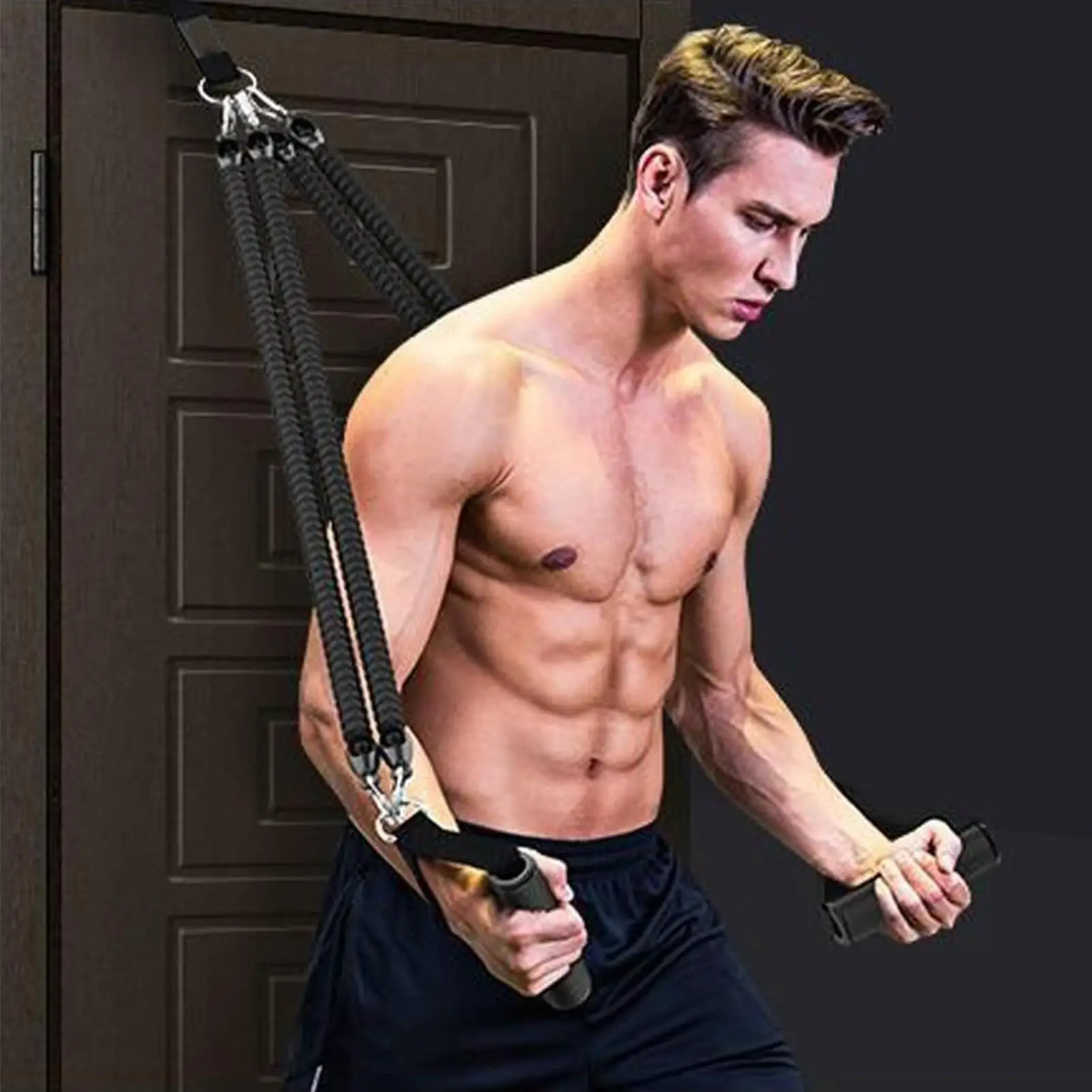 Pedal Resistance Band With Handle 4-Tube Multifunction Adjustable Equipment Fashion Puller Exercise For Gym Home Exercise Indoor
