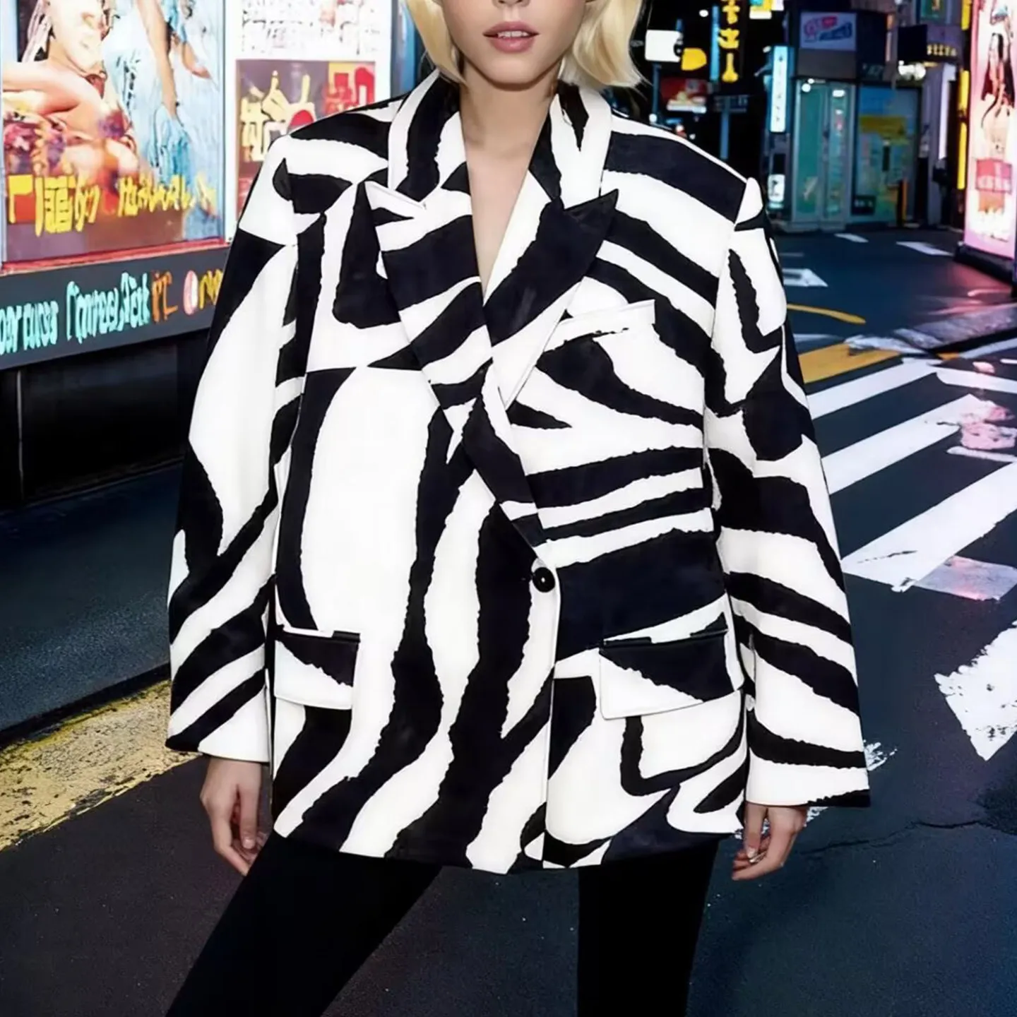 Casual Animal Print Suit Jacket Women's Fashionable Versatile Summer Clothing Standard Fit Short Outerwear Zadata Brand