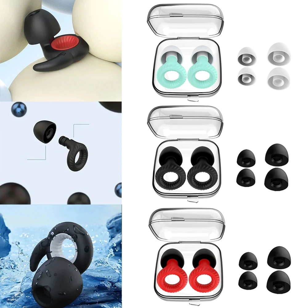 Anti Noise Silicone Earplugs Waterproof Swimming Ear Plugs For Deep Sleeping Reusable Silent Soft Comfort Ear Concert/Trips/Work