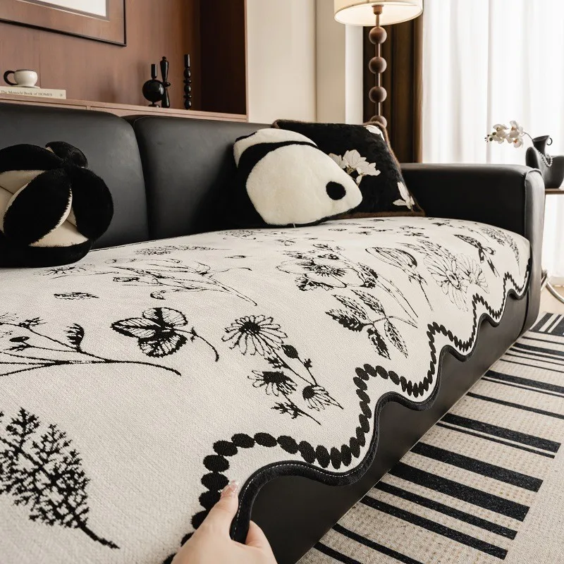 1pcs Irregular Universal Chenille Sofa Cover Non-Slip Durable Dustproof Chair Pad Anti Cat Scratch Seat Cushion