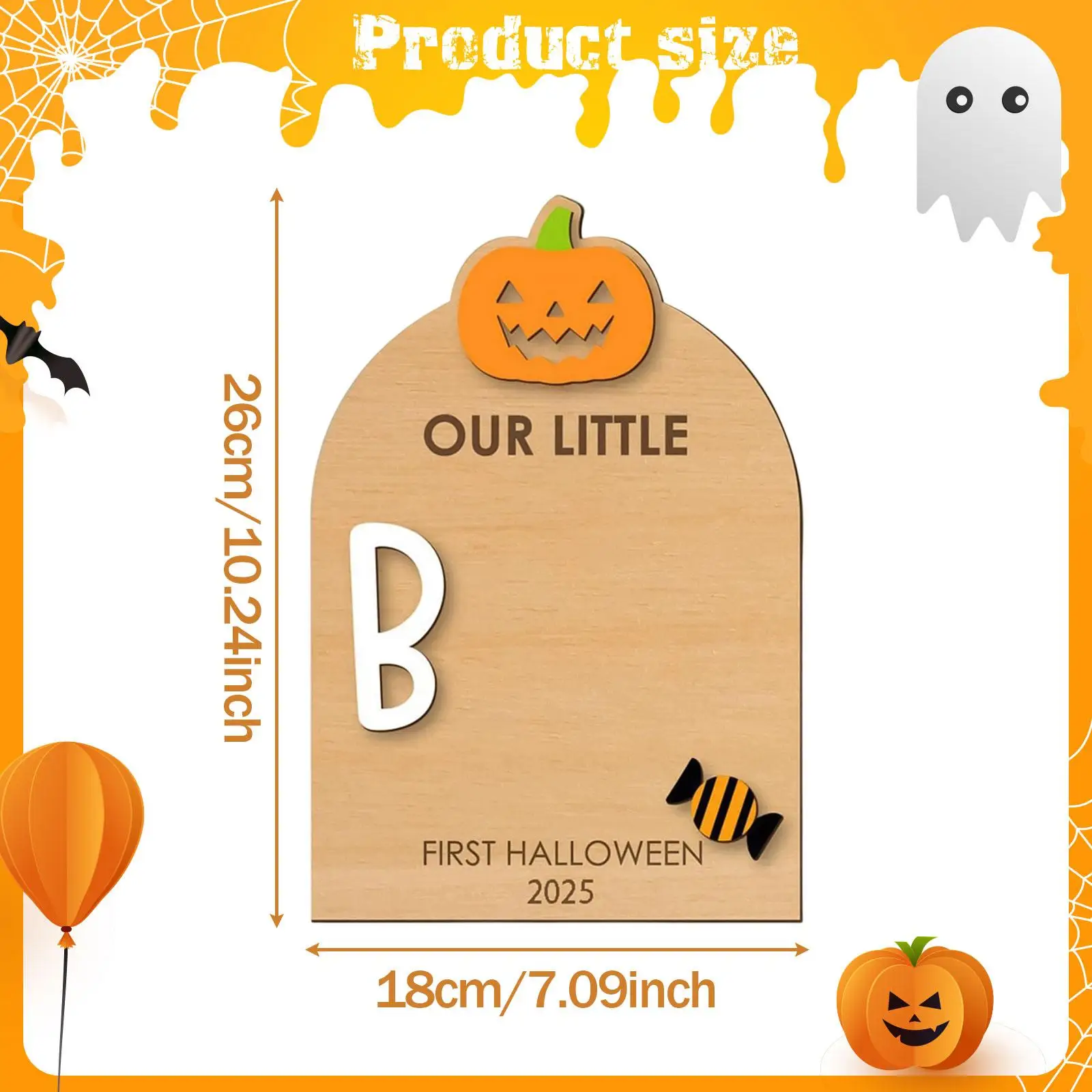 's First Halloween Footprint Plaque DIY Decorative Board Card