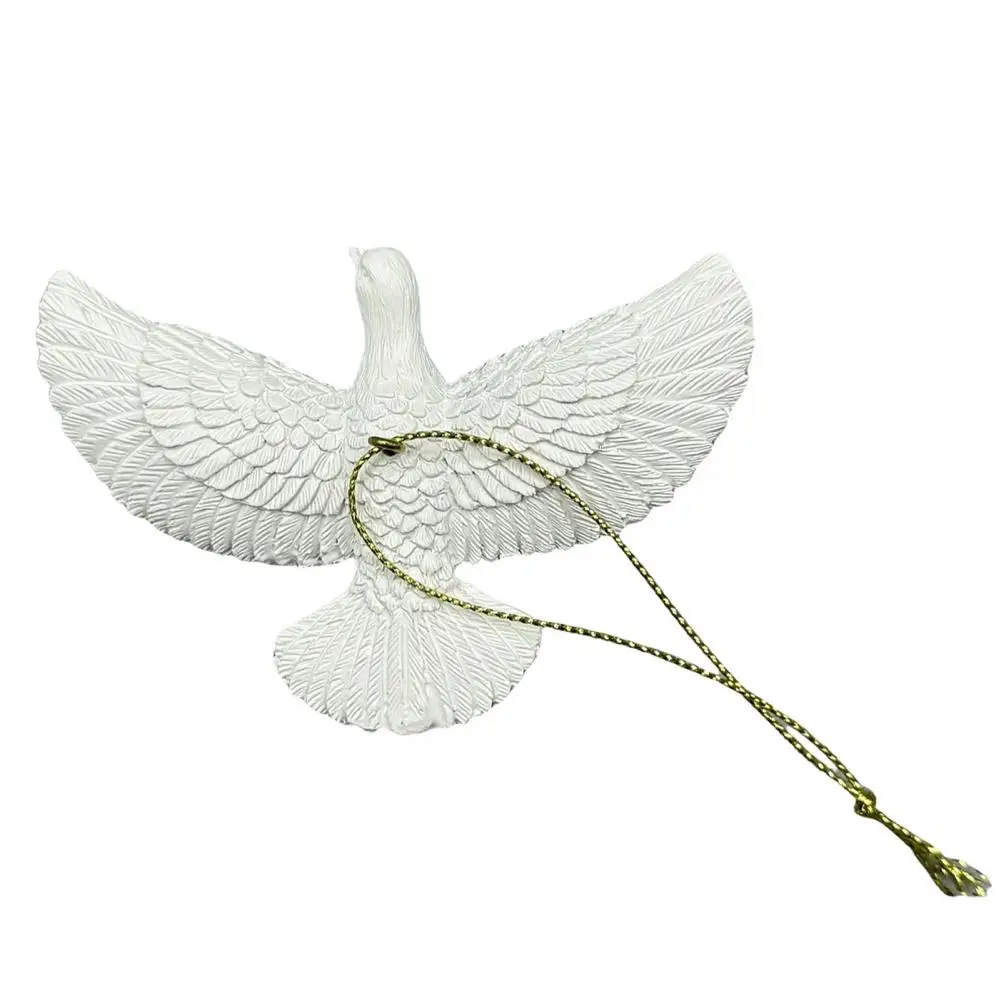 Peace Bird Ornament Christmas Tree Ornaments White Bird Ornament Resin Decoration Peace Bird Hanging Pendant with Gold String