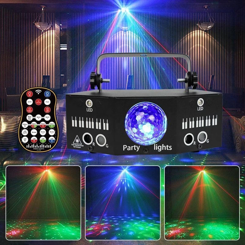 Lumières de scène laser multicolores avec télécommande, lumière de fête, DJ Chang, DMX 512, adaptée aux bars de club, escales de carnaval