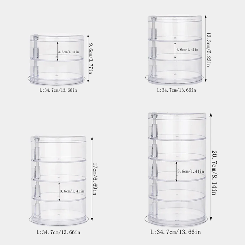Rotating Jewelry Storage Box Makeup Storage Rack Bracelet Earring Round Plastic Organizer Boxes Holder Display Rack with Cover