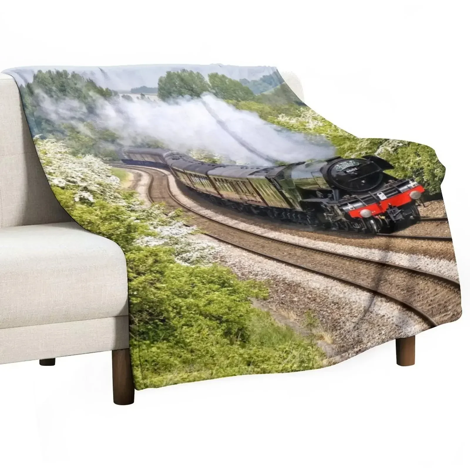 A3 Class 60103 Flying Scotsman Steam Locomotive Throw Blanket Bed Camping Blankets