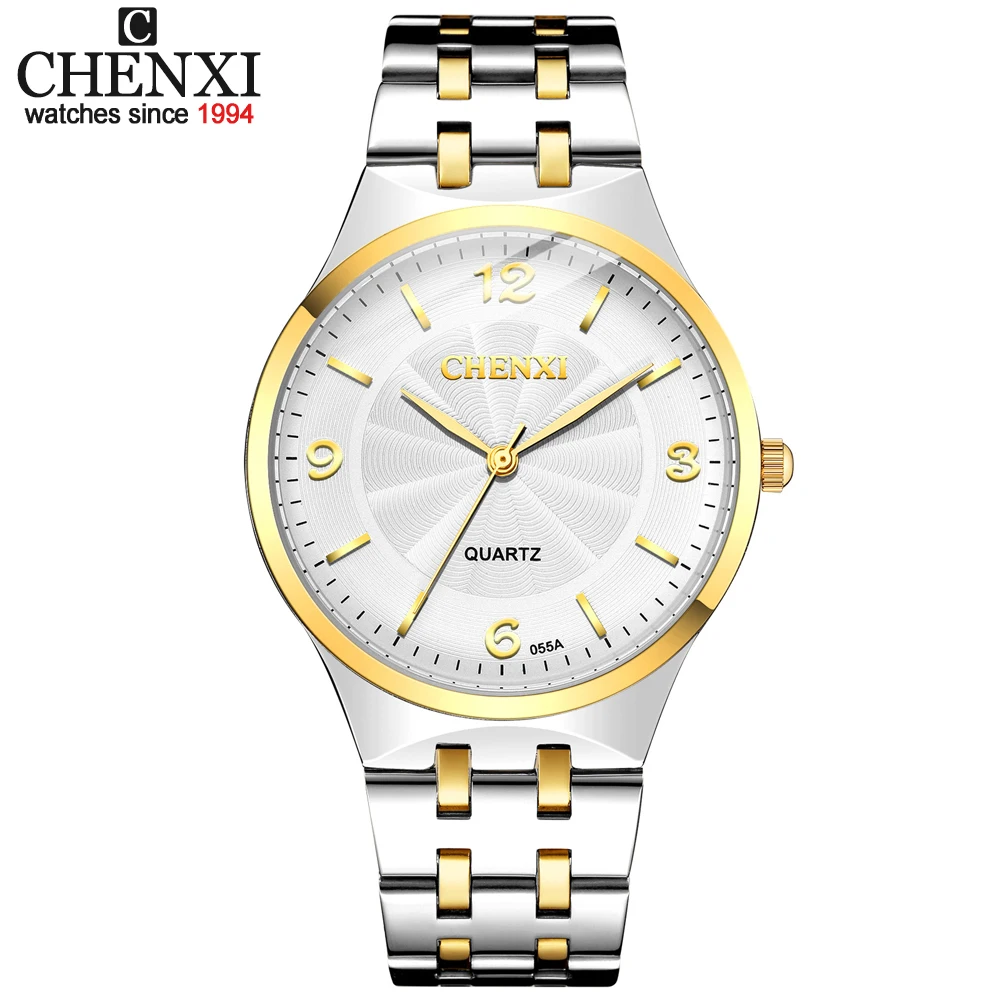 CHENXI, relojes originales de marca para hombre y mujer, reloj de cuarzo informal de acero inoxidable para hombre, relojes de pulsera analógicos impermeables para negocios para hombre