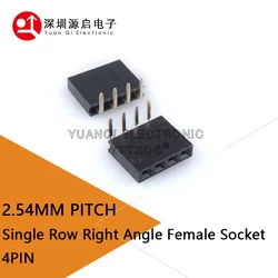 20PCS 1X4 PIN 4P Single Row Right Angle FEMALE PIN HEADER 2.54MM PITCH Strip Connector Socket 4pin For Arduino