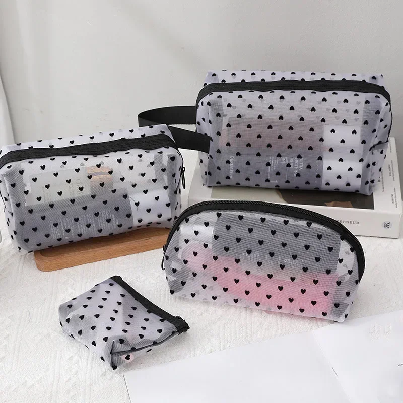 Travel Toiletry Pencil Case Lipstick Brush Transparent Case Mesh Clear Cosmetic Bags for Women Makeup Storage Organizer Bag