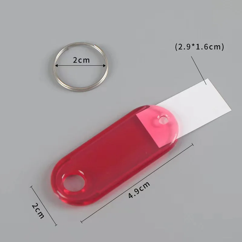 100pcs Transparent Colorful Keychains Split Ring Plastic Key Tags Pendant Taggable Number Name Label Keyring Sign