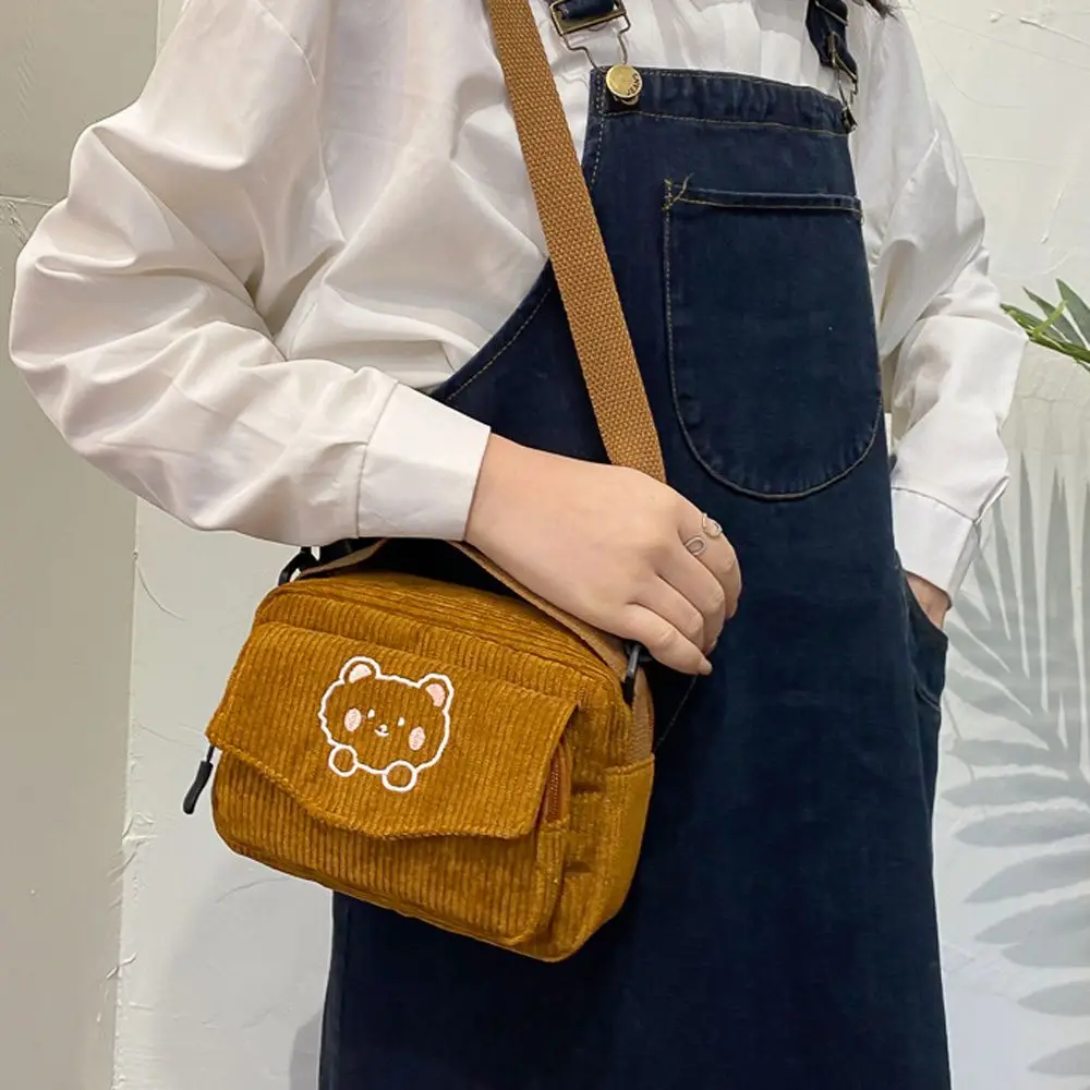 Schattige Japanse Mode Rits Effen Kleur Over De Schouder Mobiele Telefoon Tas Vrouwen Handtas Canvas Messenger Bag