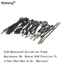 1 adet Thermistor termistör sıcaklık Sensor10K B3435 klimalar balık tankı buzdolabı termometri silindirik prob 5x25