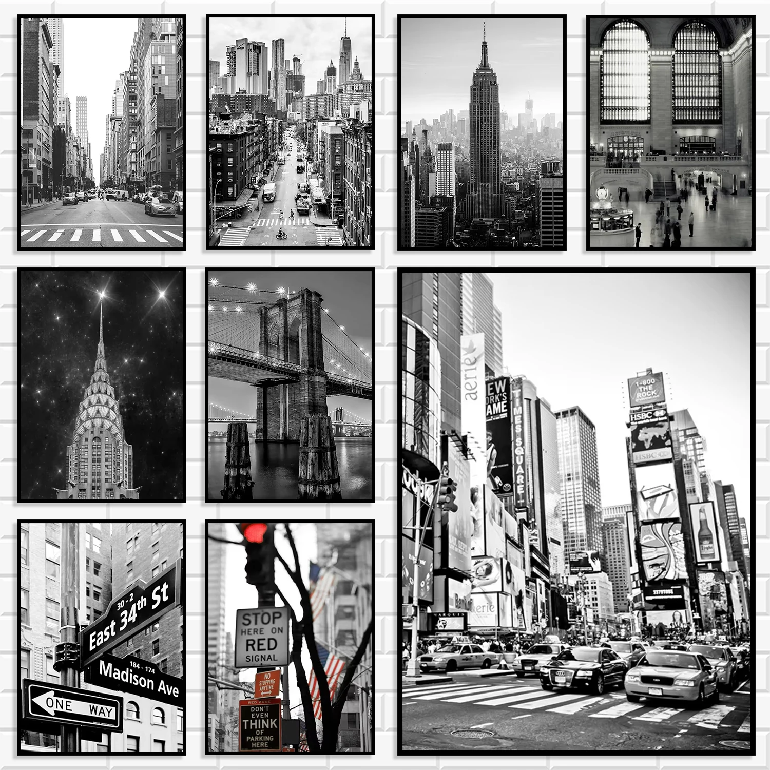 Monochrome Black White New York Cityscape Wall Art Print Manhattan Street Landmark Poster Canvas Painting Home Room Wall Decor