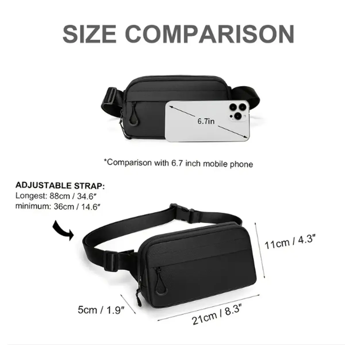 حقيبة صدر مع جيب للتغيير ، الرياضة ، الجري ، المشي ، الهاتف المحمول ، المفتاح ، التغيير ، الموضة الجديدة