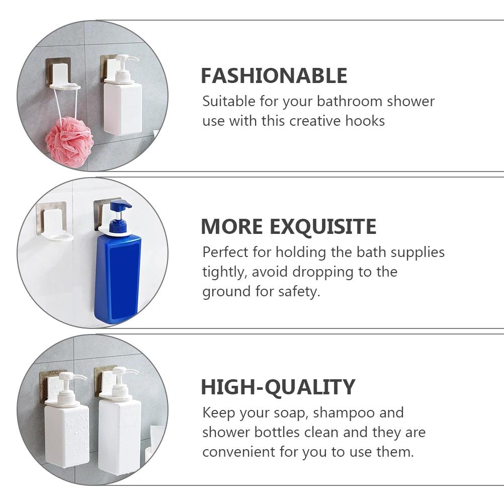 

6pcs Shower Gel Bottle Hanger Adhesive Hooks Bathroom Supplies Shampoo Holder PP PVC ABS Material Storage Organizer