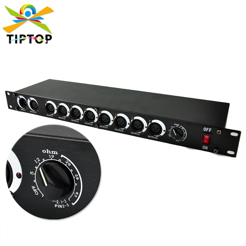 TIPTOP New Eight Export DMX Signal Splitter,DMX 512 Signal Amplifier Splitter,DMX Signal Distributor 8 Ways Test Function