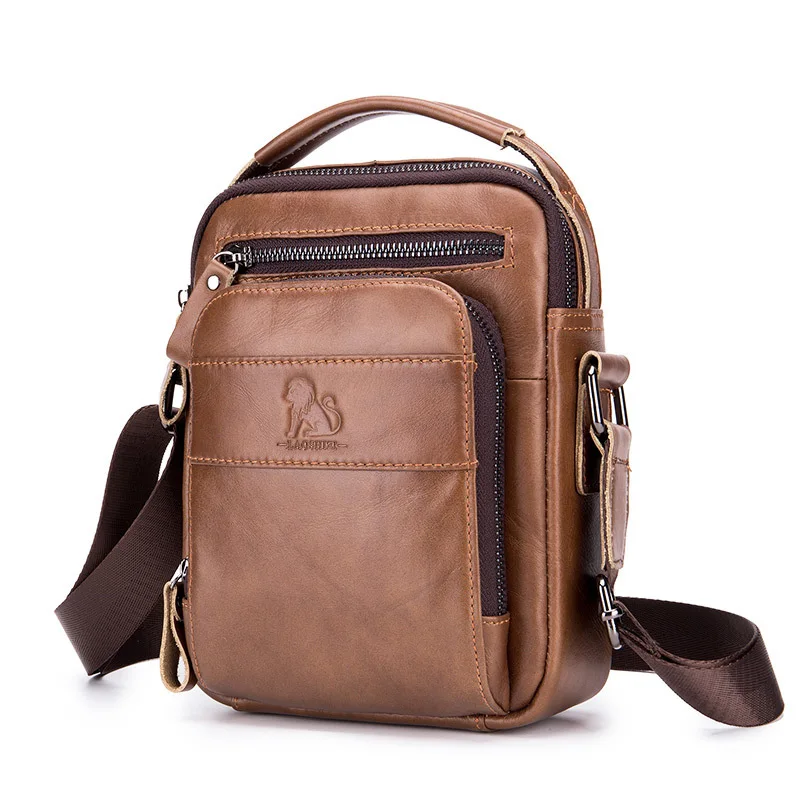 

Luxury Men Crossbody Bags Vintage Square Leather Casual Crossbody Bag For Men Brown Black Business Shoulder Bag Male Handbag