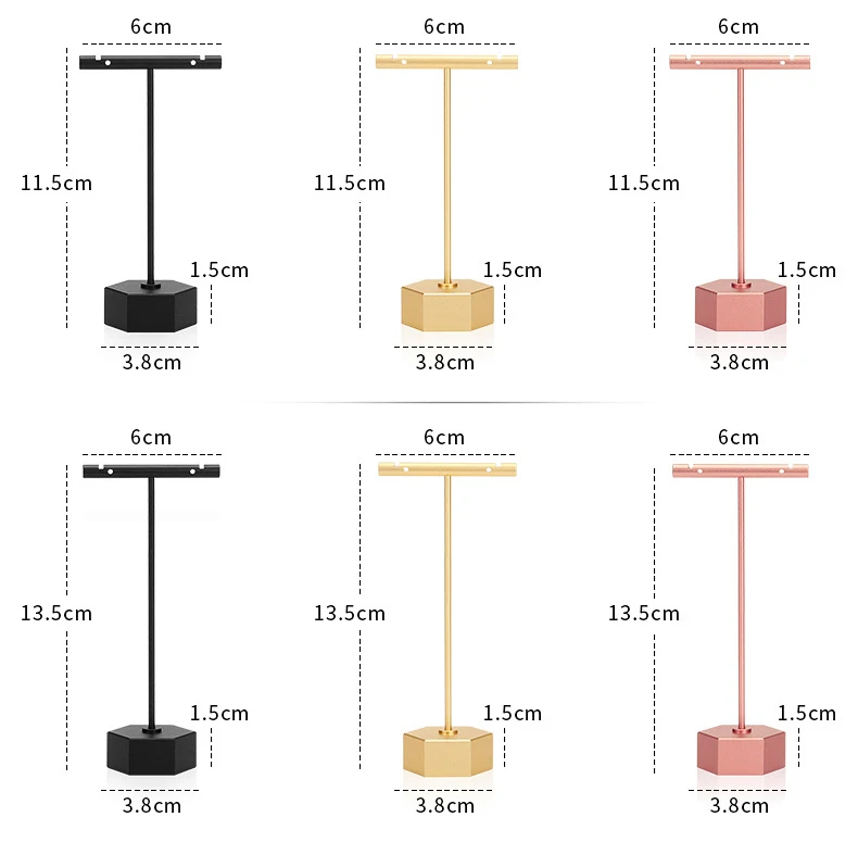Modern Jewelry Earrings Display Stand Holder T Bar Rack Tower Metal Earring Bracket Organizer Ear Studs Hanging Storage Shelf
