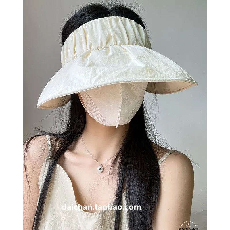 Korean Designer Model Sweet Pleated Quick-Drying Visor Cap Fashion Outdoor Summer UV ProtectionuvCap