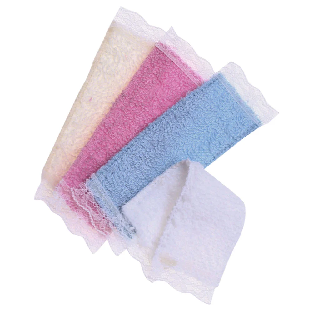 4 Pcs Take Bath House Towel Baby Washcloths Dollhouse Bathroom Decoration Mini Supplies