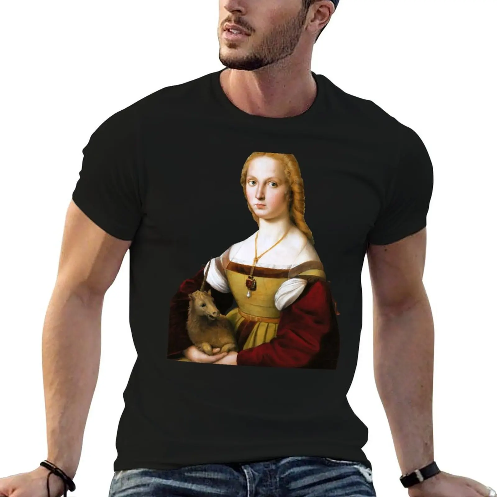 

Raphael Young Woman with Unicorn T-Shirt cotton t shirt pack man tshirt t shirt man designer T-Shirt