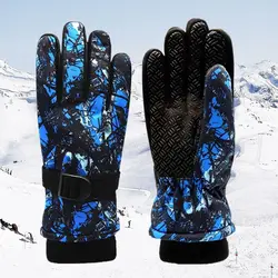 Printing Children Ski Gloves Keep Finger Warm Waterproof Thicken Mittens Winter Snowboard Snow Kids Gloves for Boys Girls