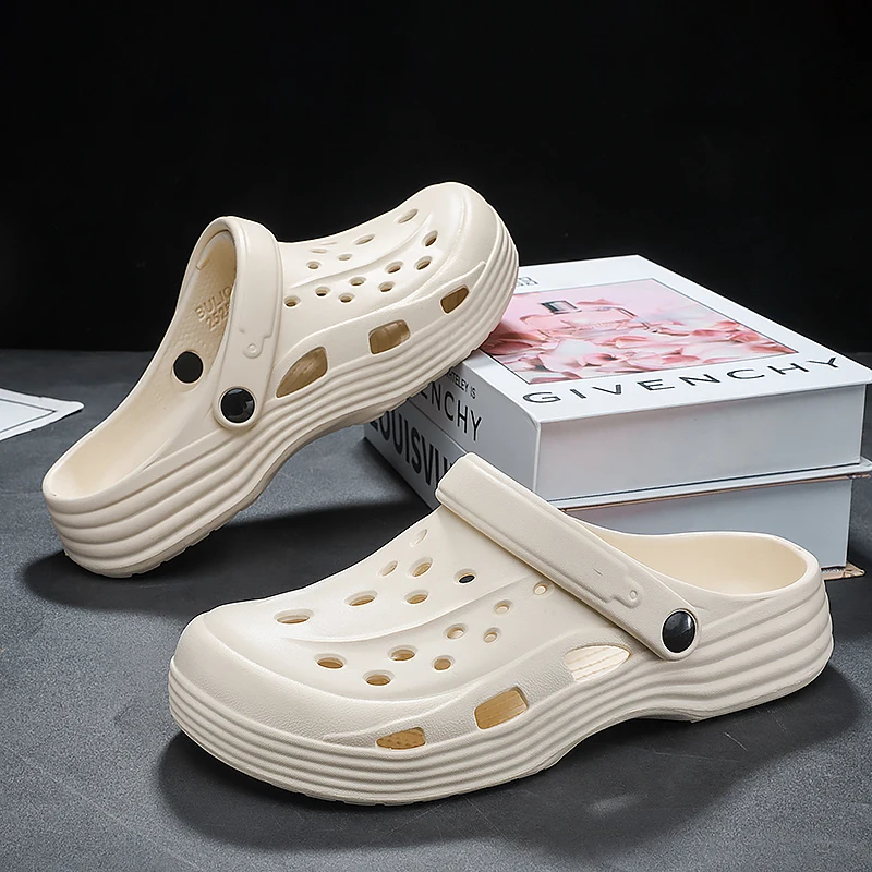 

Летние тапочки больших размеров 40-47, удобные мужские сабо, легкие противоскользящие пляжные сандалии, женская модная водонепроницаемая обувь для сада