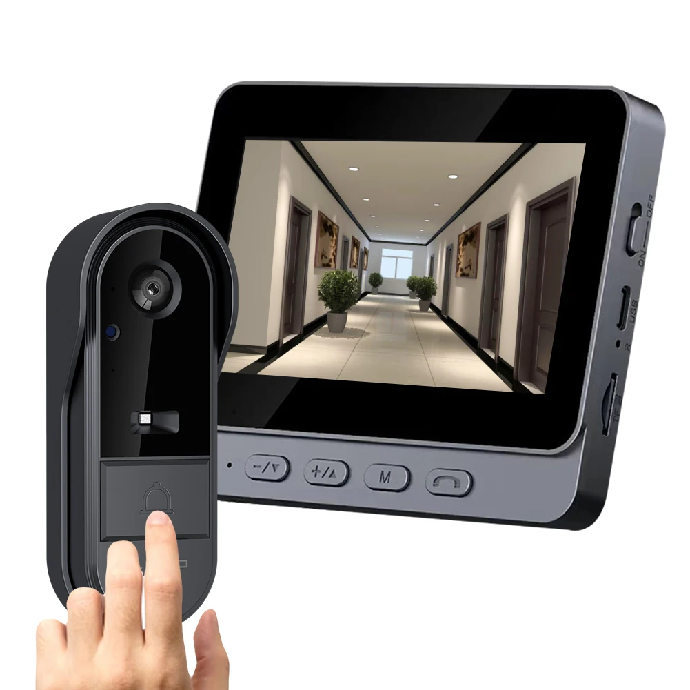 2.4G WiFi Home Security Video Doorbell 4.3 Inch IPS Screen Smart Door Bell IR Night Vision Waterproof Video Intercom Door Camera