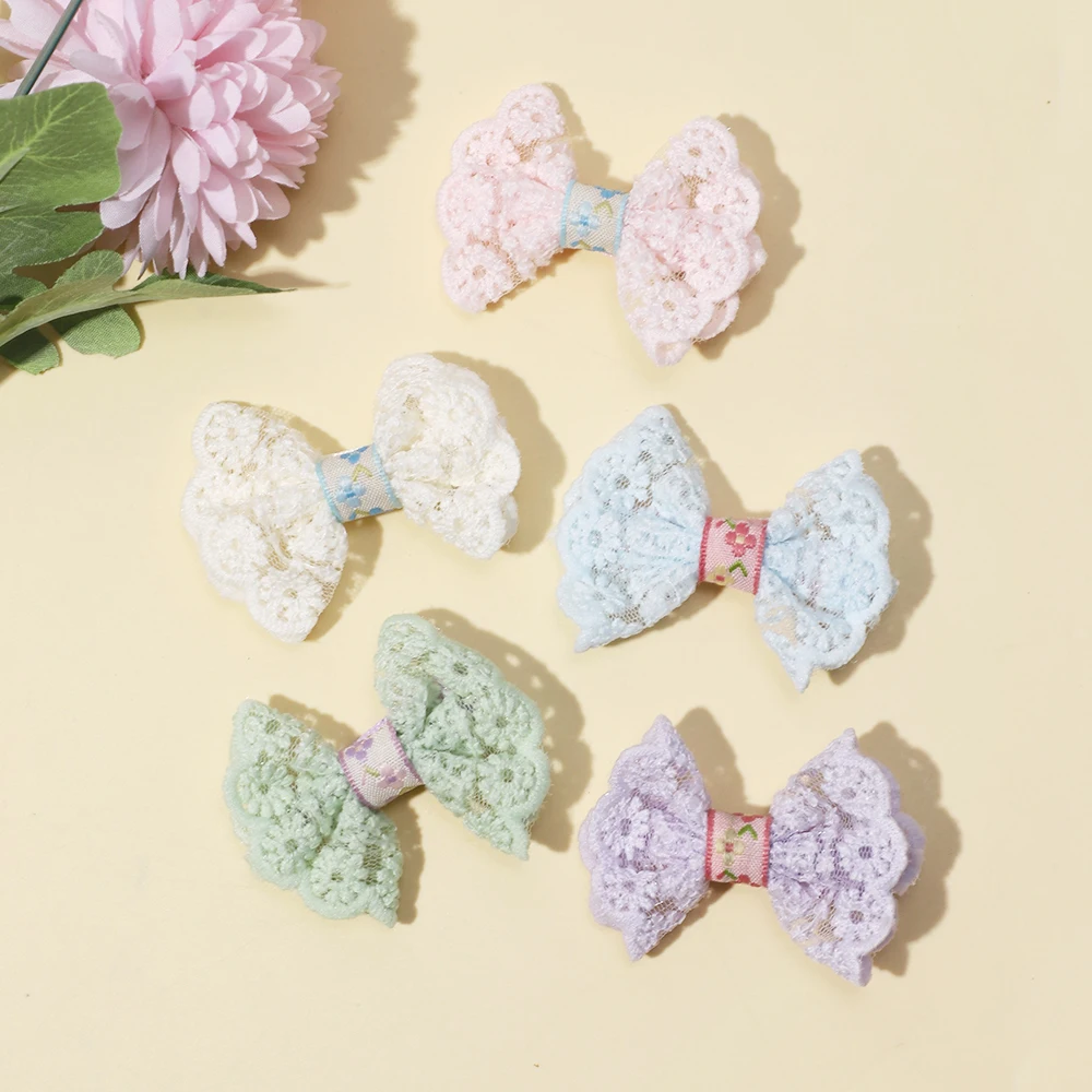 

2Pcs/Set Lovely Bowknot Clips Fresh Style Lace Bow Hairpins for Baby Girl Handmade Fully Lined Barrettes Kids Hair Accessories