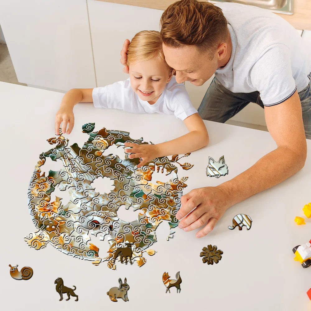 Kreatywne drewniane puzzle dla dorosłych - sowa, pingwin, drzewo szczęścia - nieregularne klocki - zabawne gry na imprezy festiwalowe,