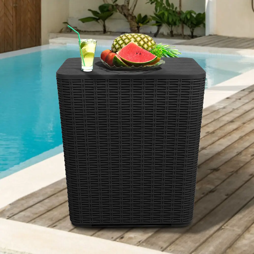 Resin Deck Box Outdoor Patio Storge Rattan Container Chair Bin Garden Furniture