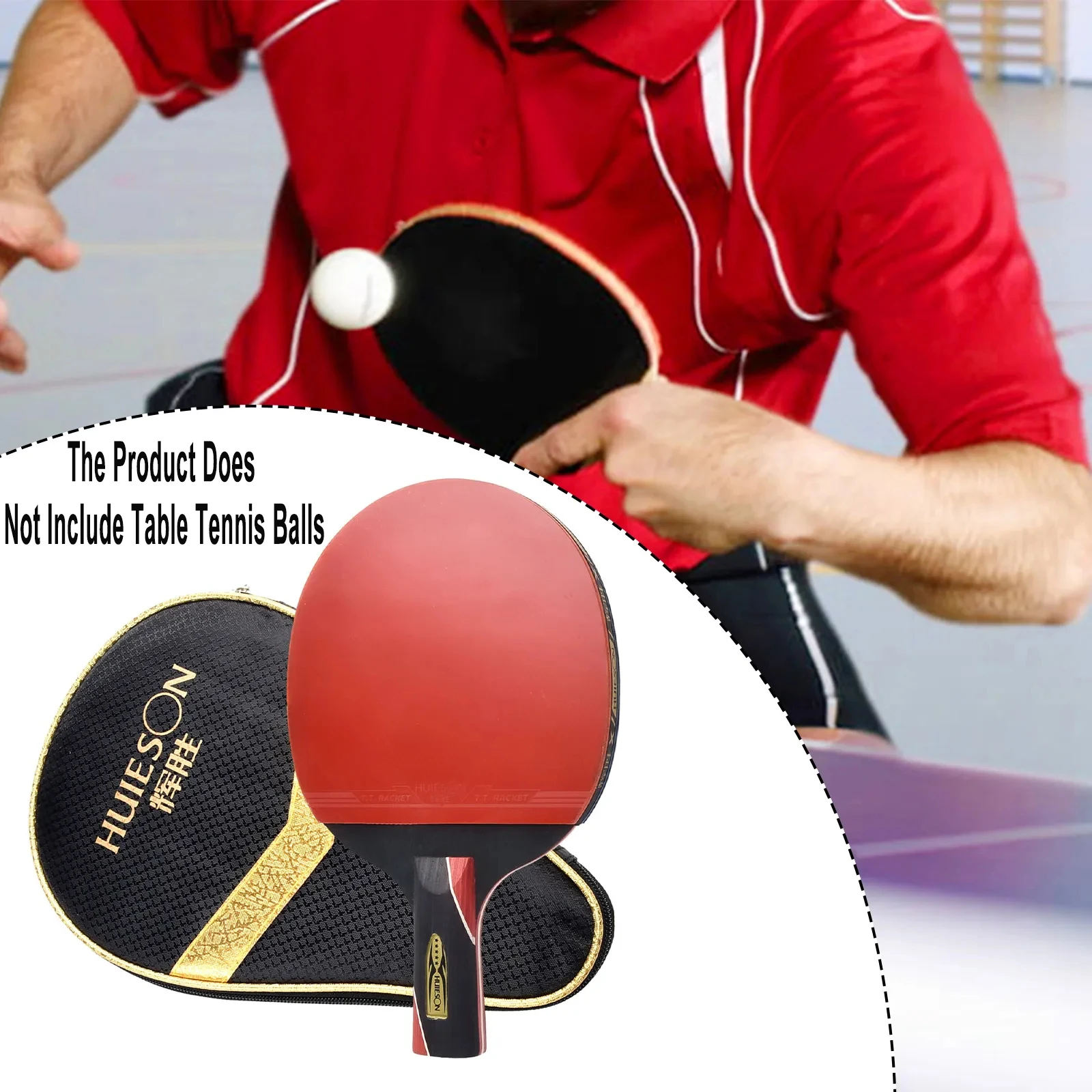 

HuIESON 5 Stars Ping Pong Paddle Professional Training Carbon Pimples-in Offensive Anti Opening Glue with Table Tennis Bat Bag