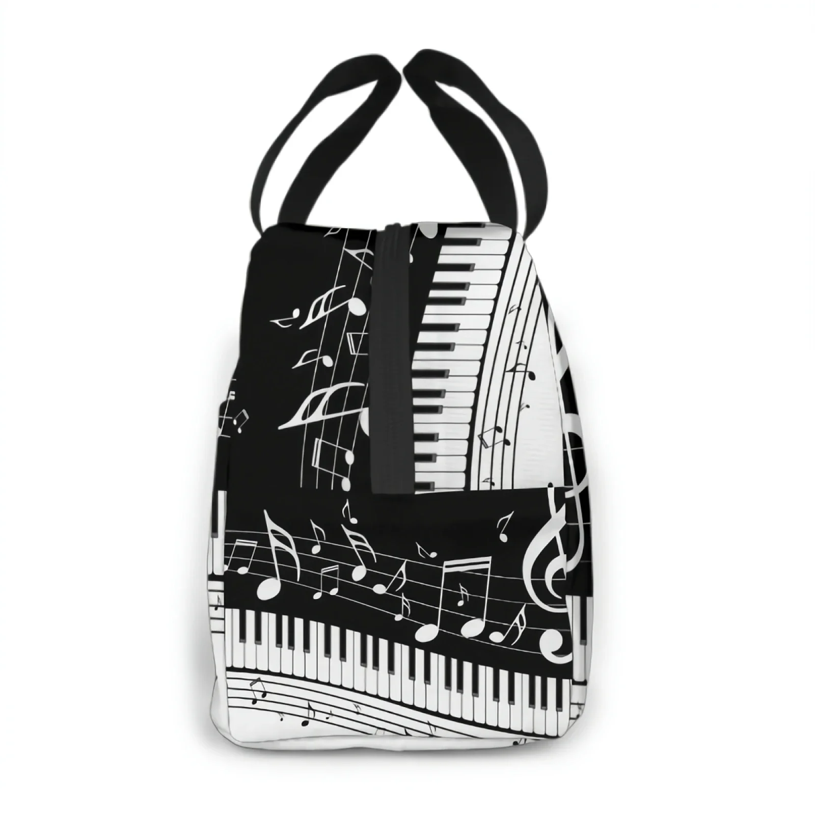 Piano Keys With Musical Lunch Bag Adult Tote Bag Reusable Lunch Box Container For Women Men School Office Work