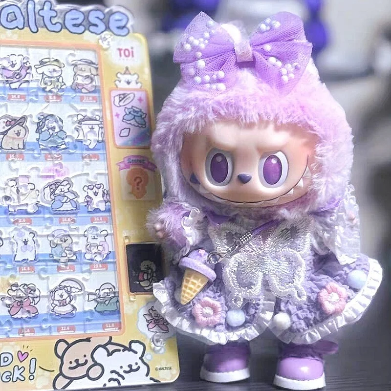 

For Ropa Labubu V1/V2/V3 Pendant Baby Clothes Labubu 3.0 Lucky Purple Bow Skirt Outfit Doll Accessories Clothing (No Dolls)