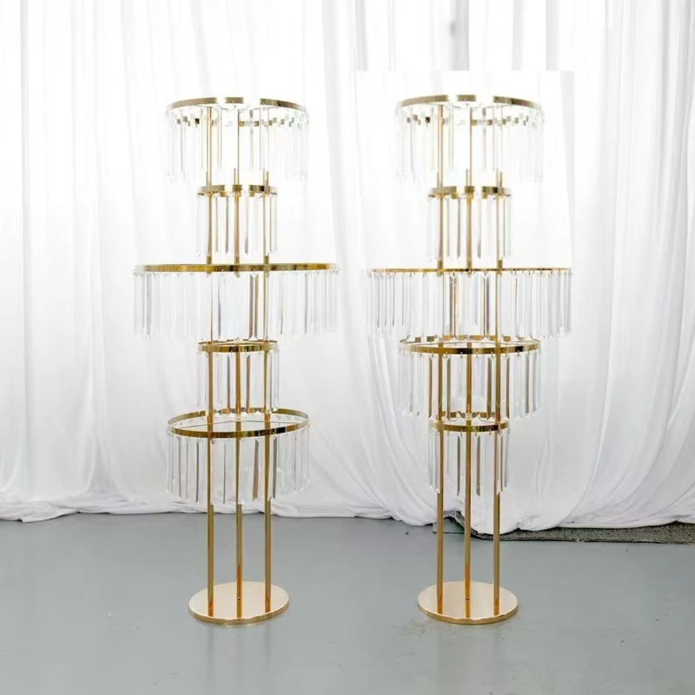 

120cm Chandelier Stand Arc Hanging acrylic bead Candle Holders table Arch Backdrop Stand for Wedding Party