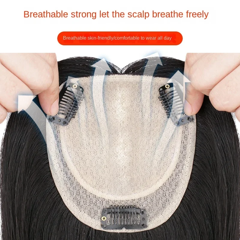 شعر بشري خفيف الوزن، قطعة شعر شبكية نانو، جزء علوي طبيعي يزيد بسرعة حجم المبيعات للنساء، غطاء ترقق الشعر الرمادي